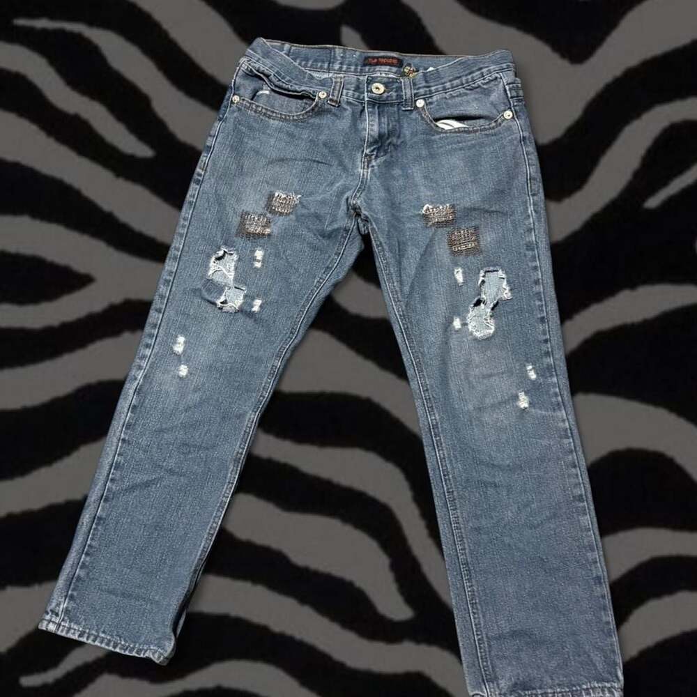 True Republic Distressed Streetwear Jeans, Blue Denim, Size 32x30